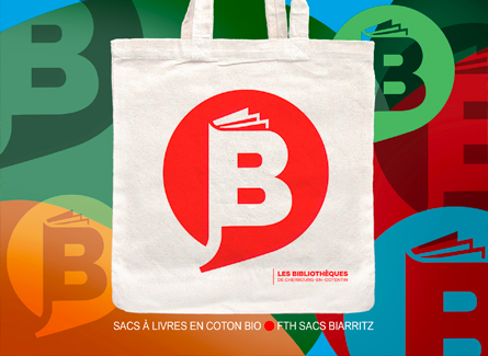 Sacs publicitaires coton bio personnalisés bilbliothèques